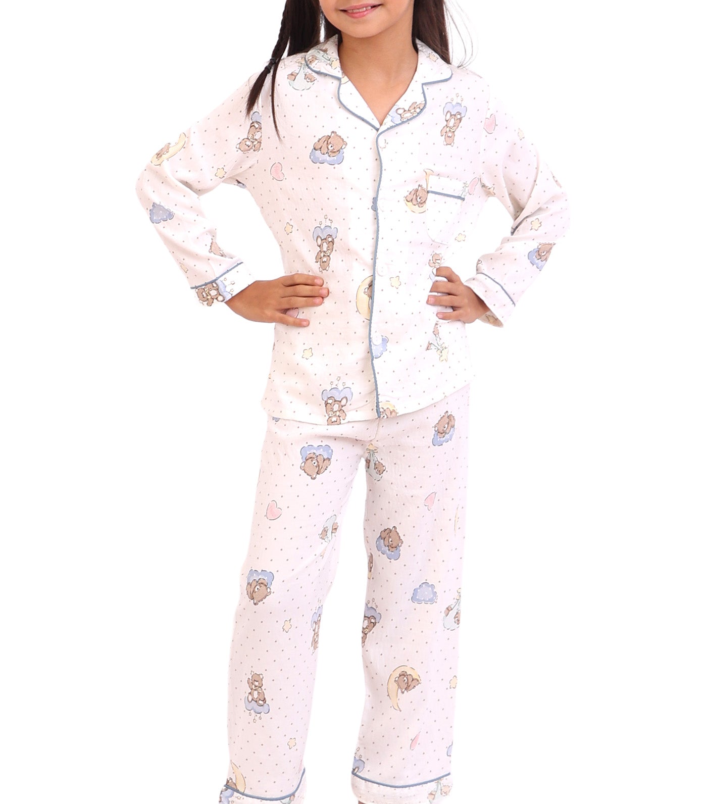Long Sleeve Bear Pajama Set Cloud