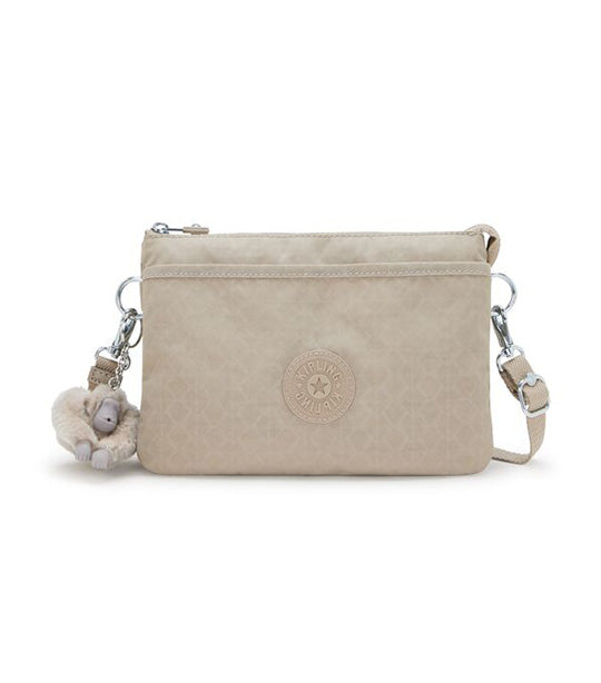 Riri Signature Beige Embroidered Quilt Shoulder Bag