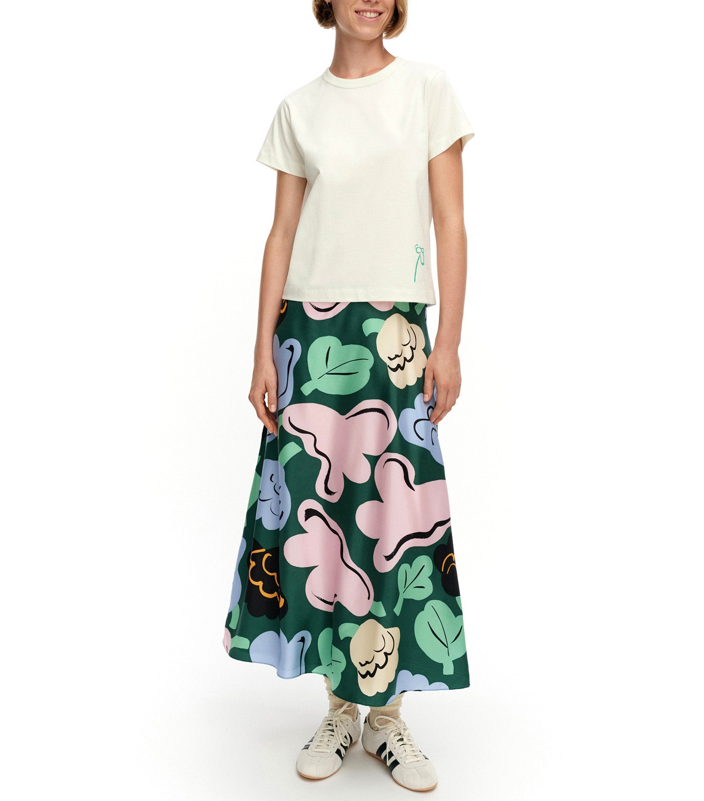 Koostumus Kukasta Kukkaan Silk Skirt Green/Pink