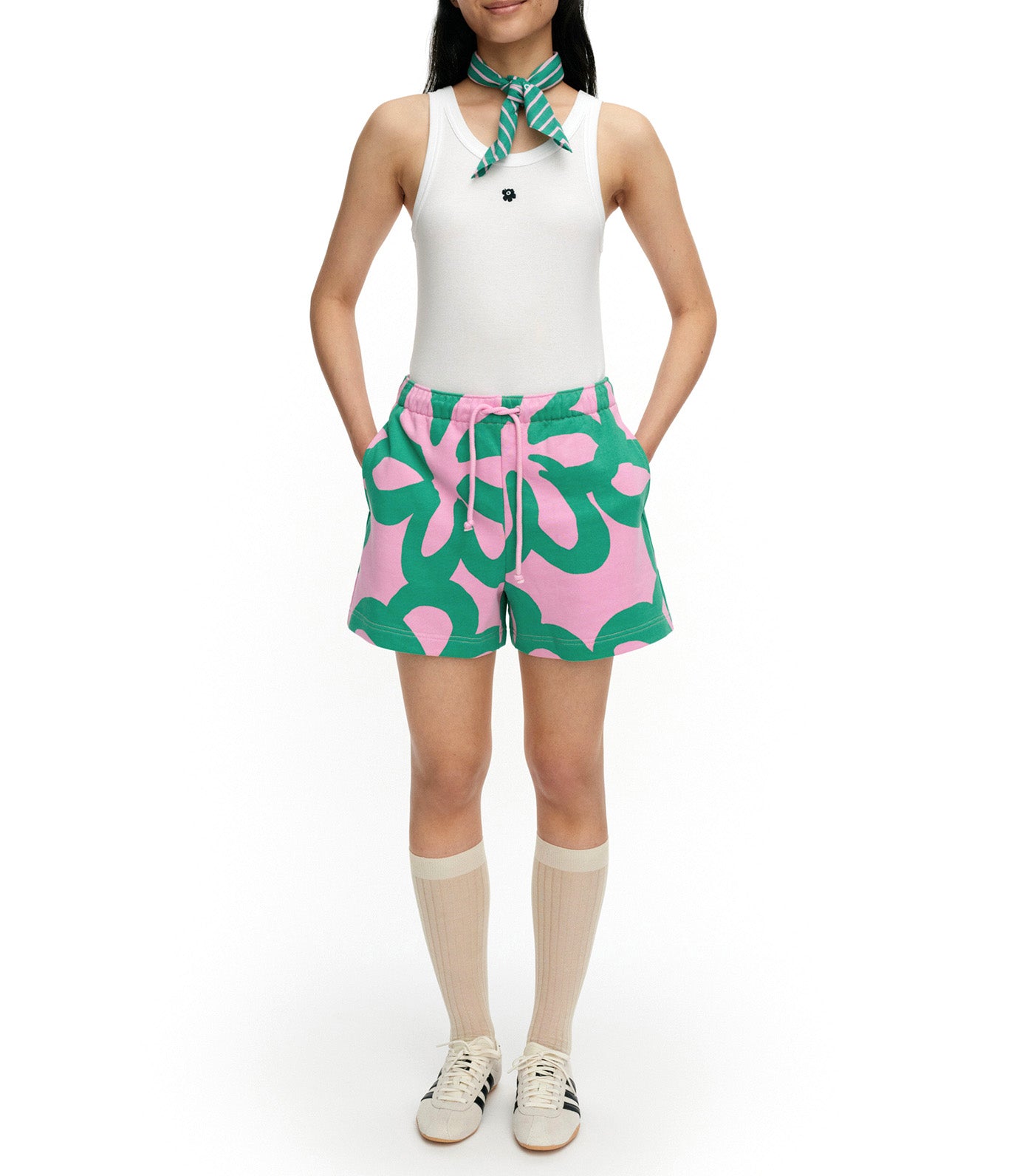 Miksaus Jättikukka Kioski Shorts 360 Light Pink/Green
