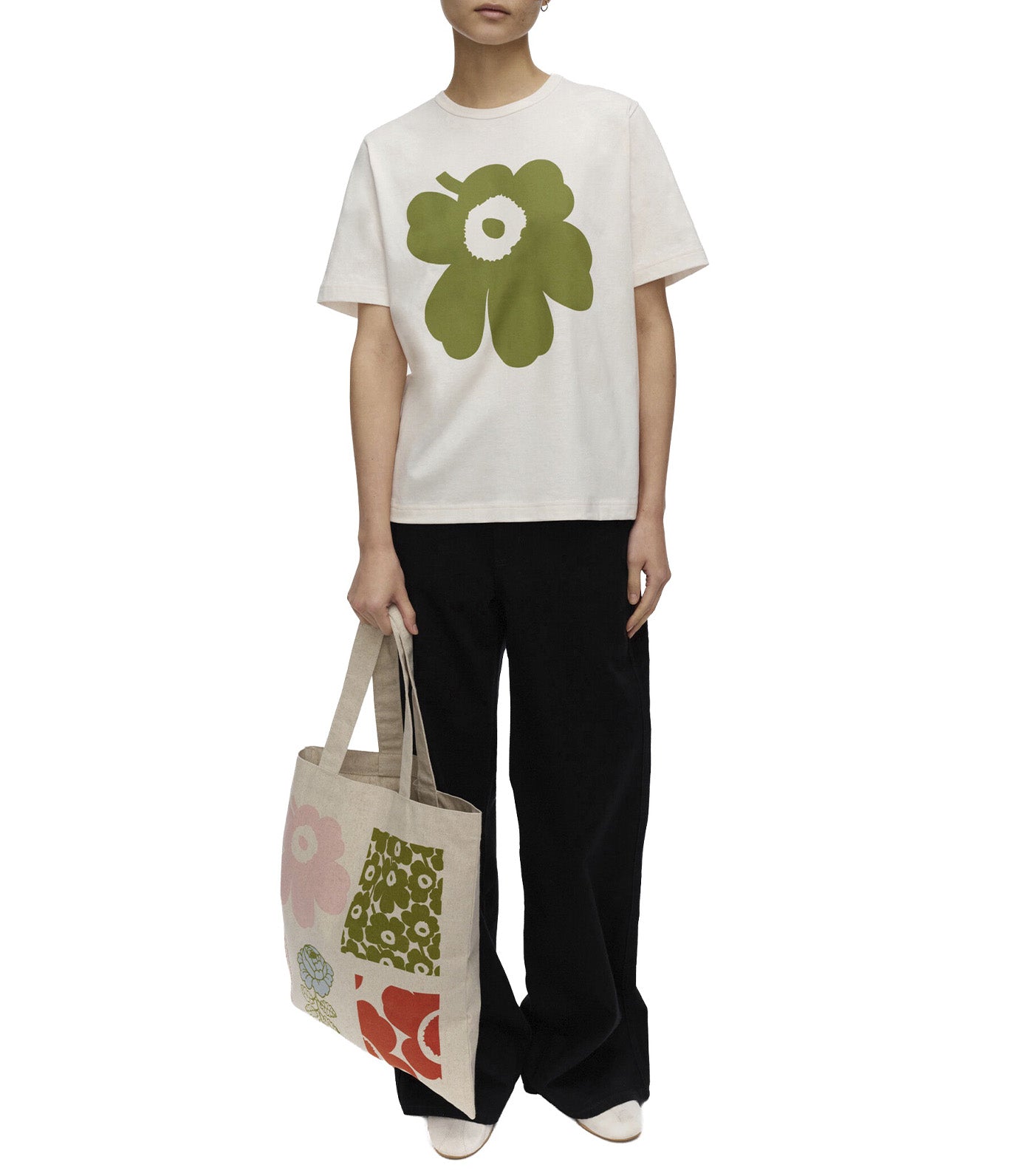 Erna Unikko Placement Kioski T-Shirt Off White/Green