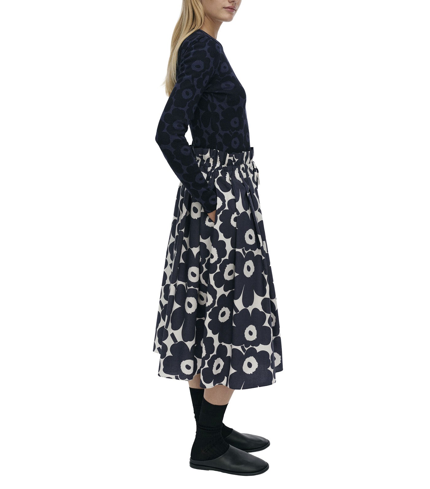 Kirjoitus Unikko Skirt Dark Blue/Off White
