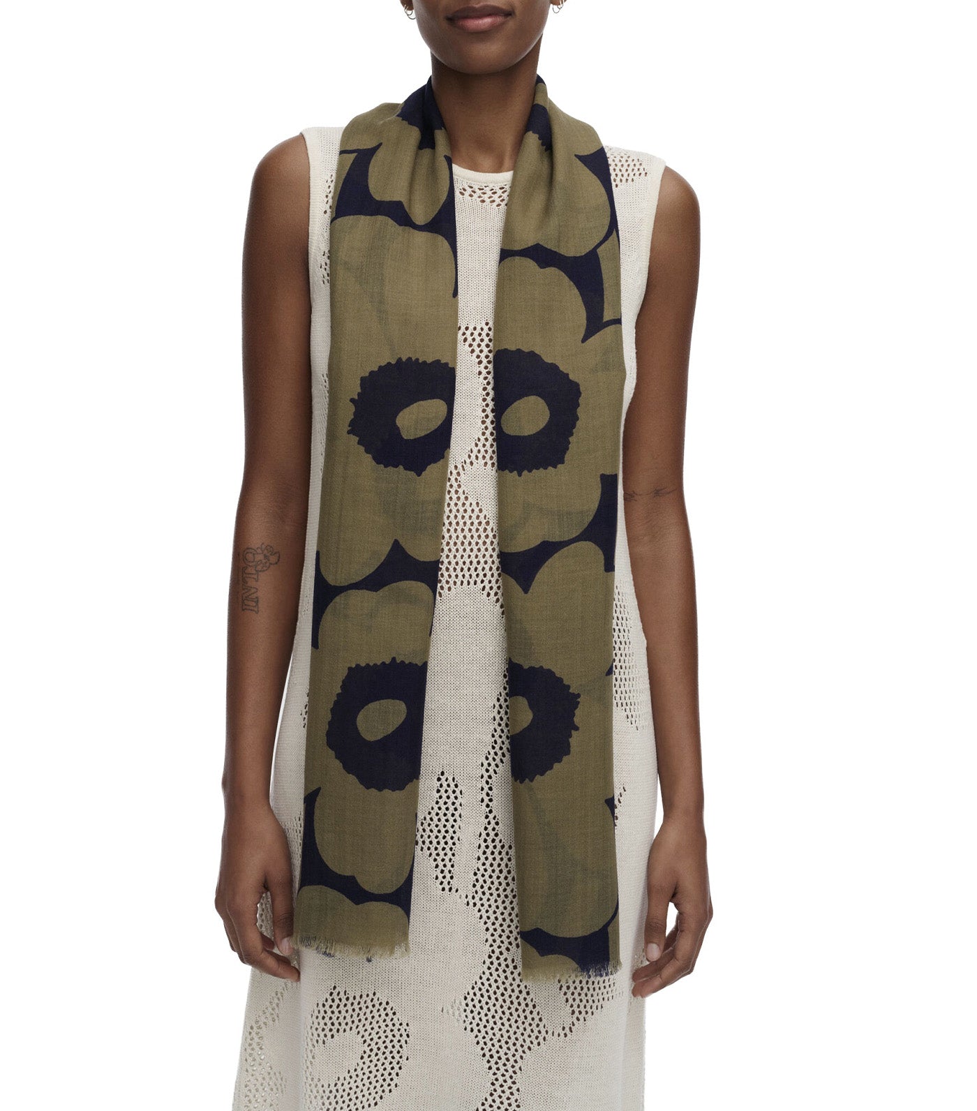 Fiore Unikko Scarf Olive Green/Dark Blue