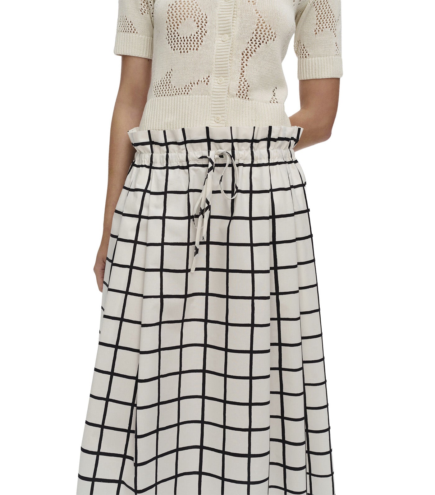 Kirjoitus Iso Ruutu Skirt Off White/Black