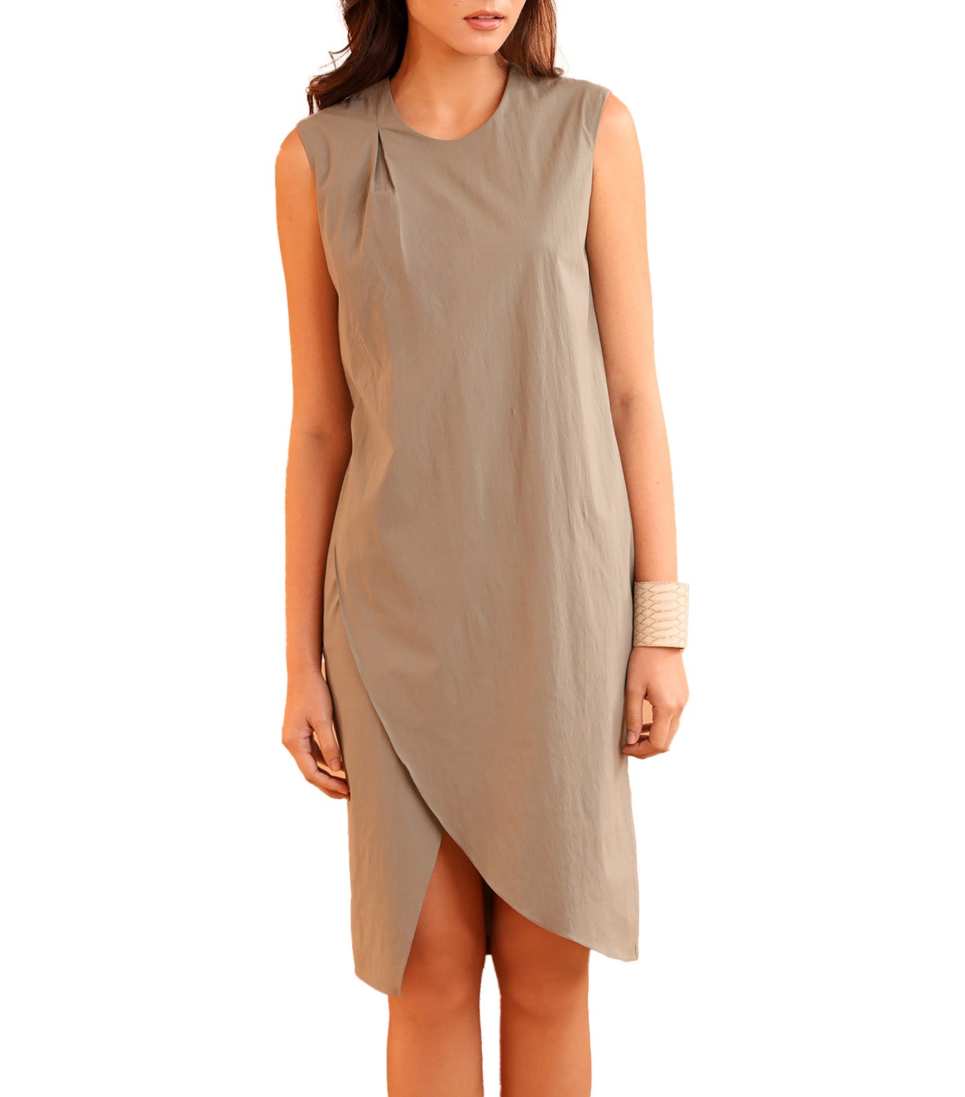 Drapa Sleeveless Overlap Dress Green