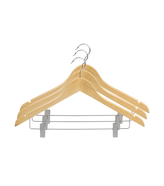 MakeRoom 3-Piece Wood Hanger with Clips