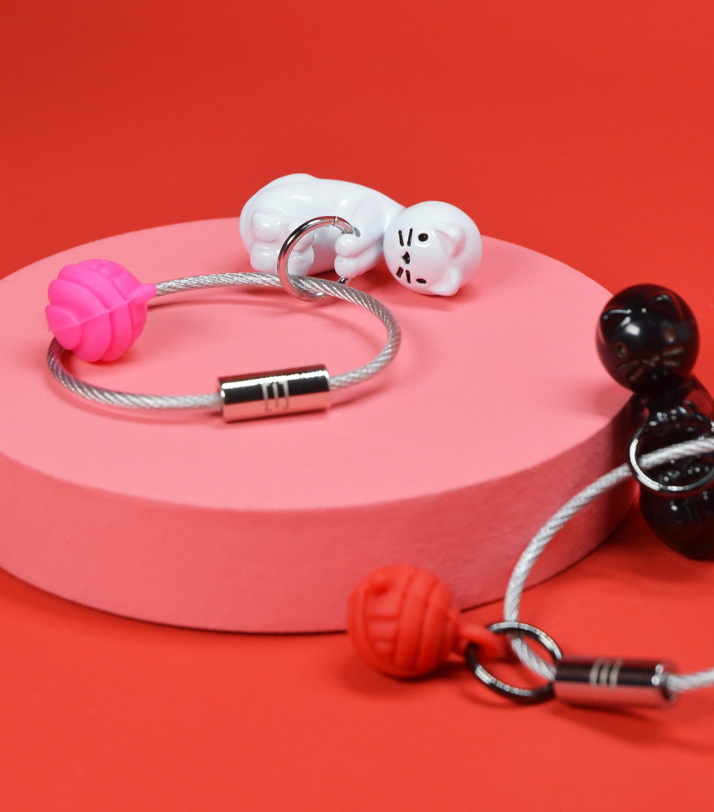Playing Cat Keyring