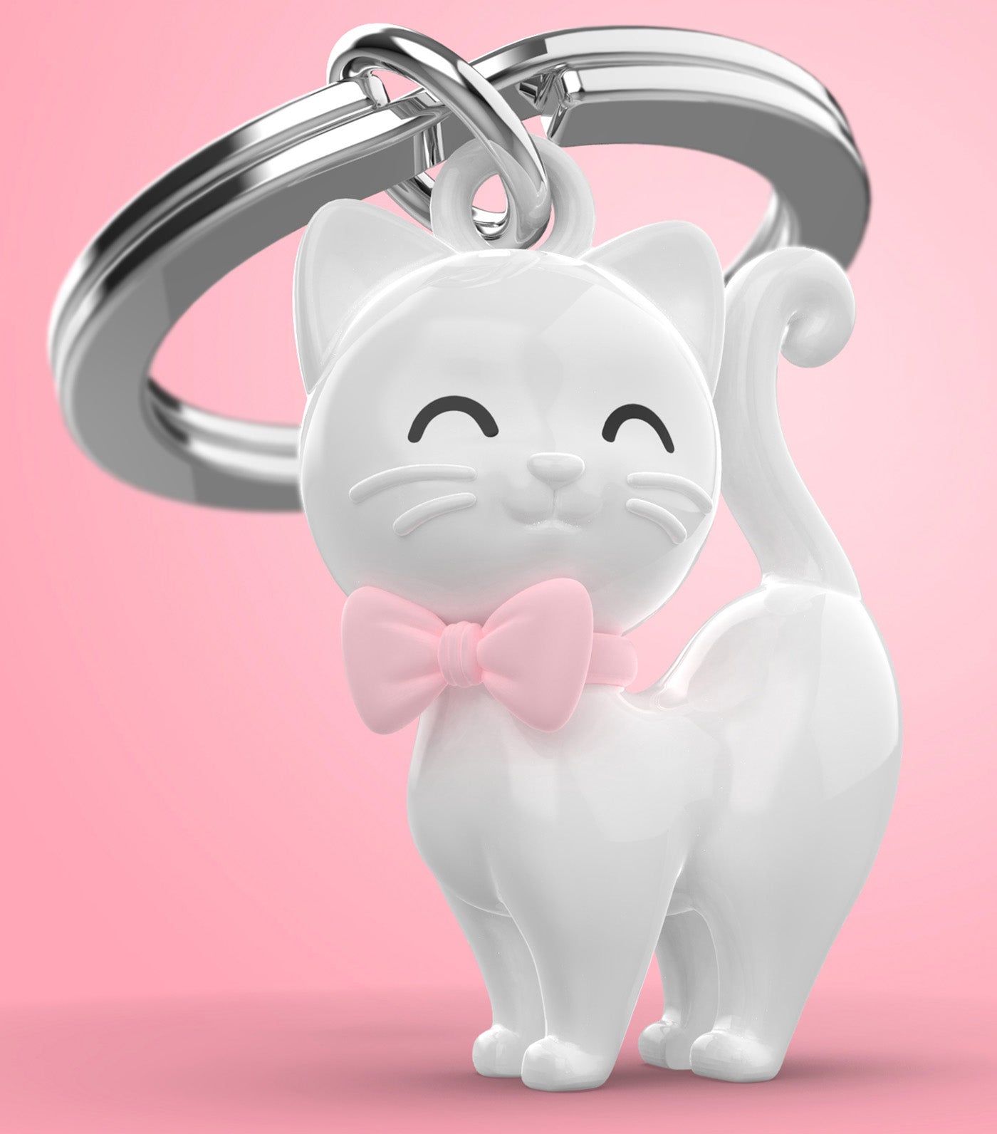 Kitten Cat Keyring White