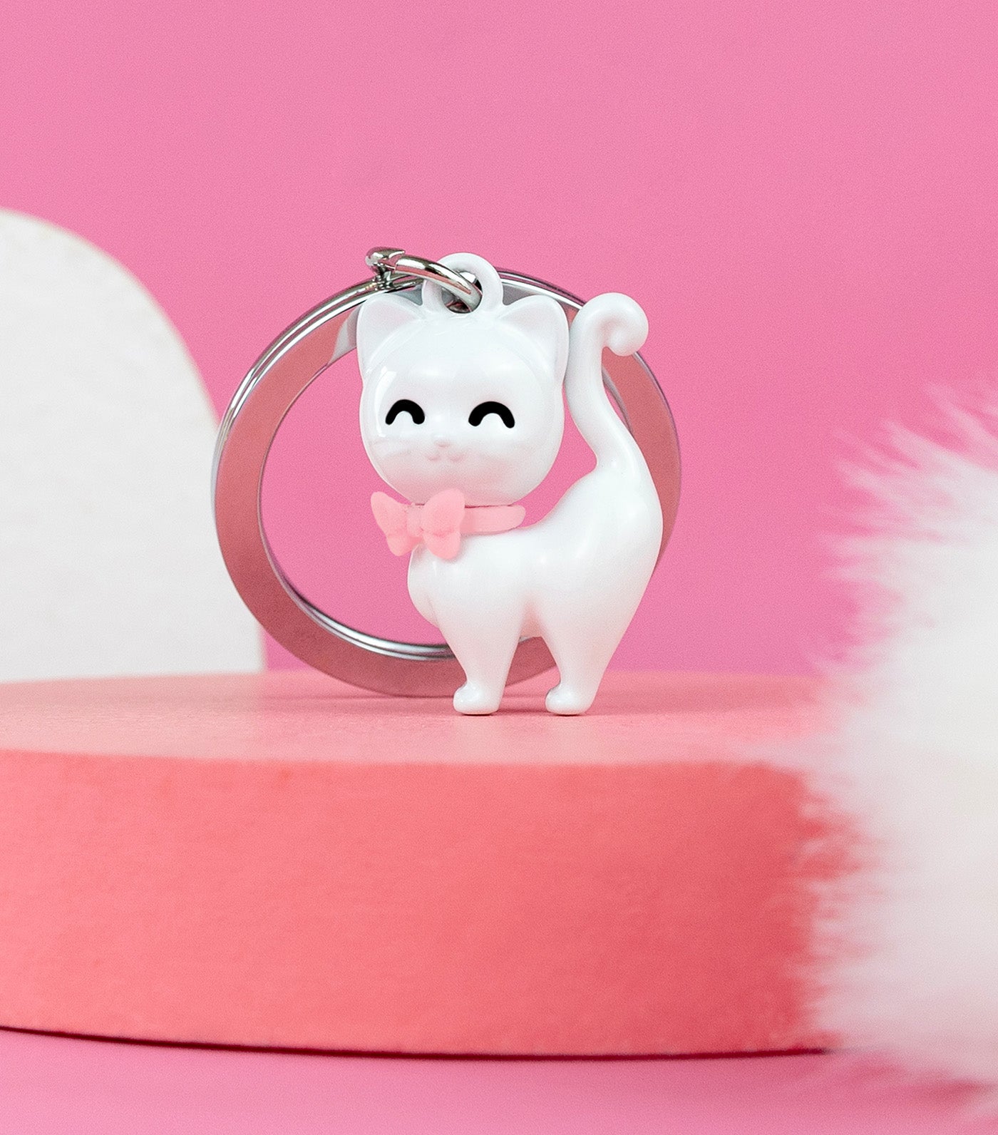 Kitten Cat Keyring White