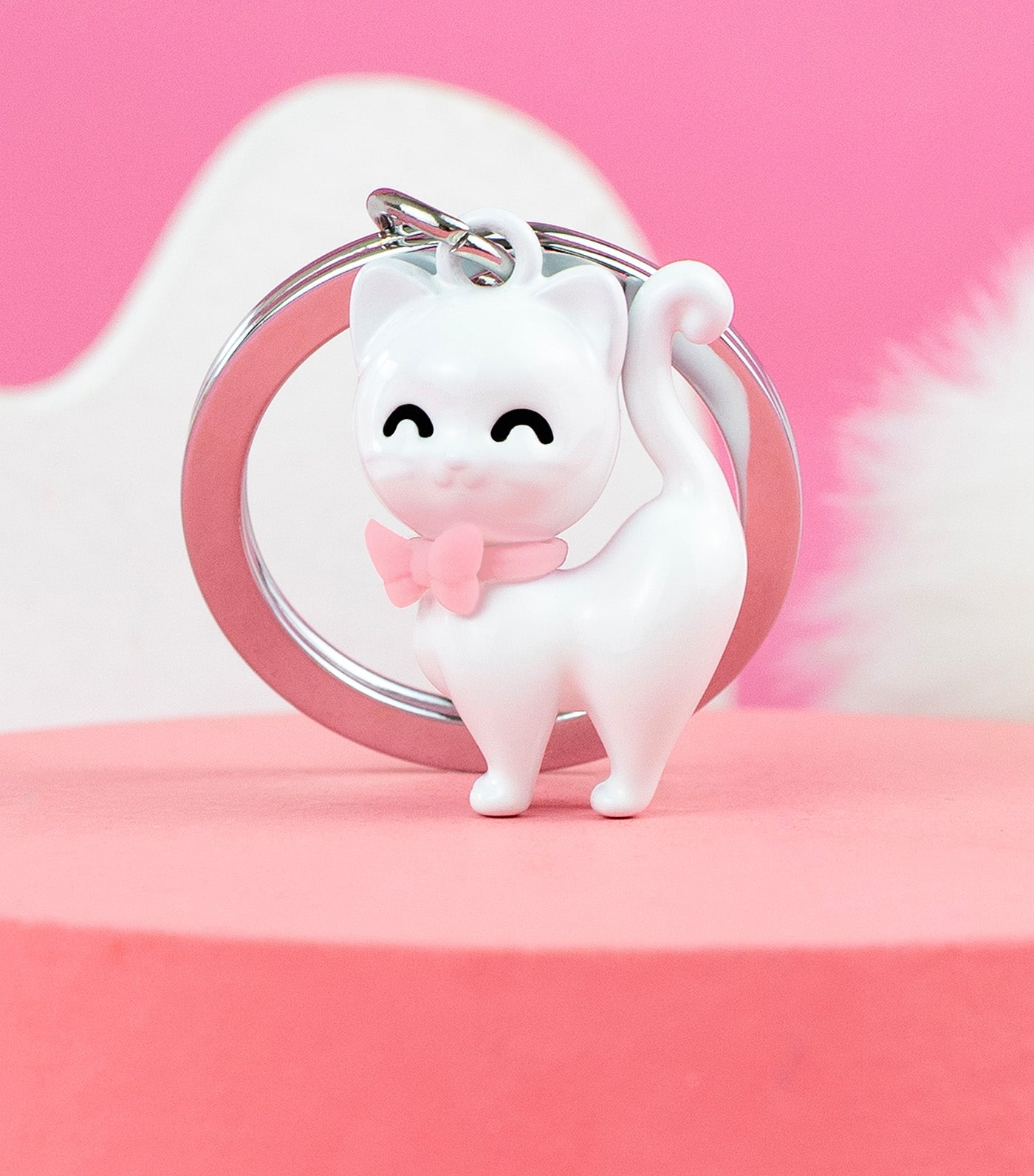 Kitten Cat Keyring White
