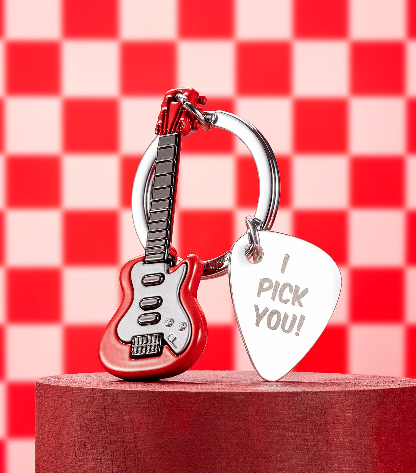 Electric Guitar Keyring Red