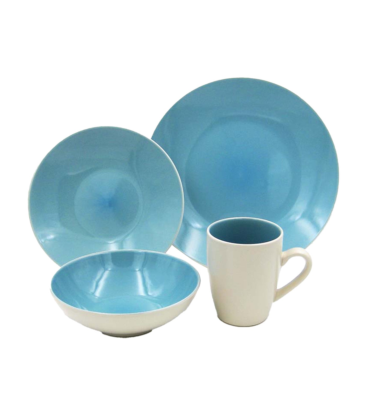 Multiple Choice 16-Piece Stoneware Dinner Set - Luna Aqua