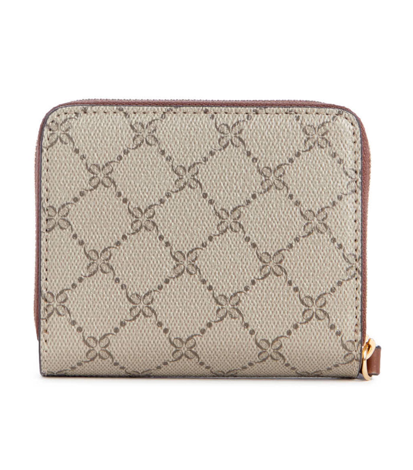Lockup 9 Small Zip Around Beige Logo/Mahogany