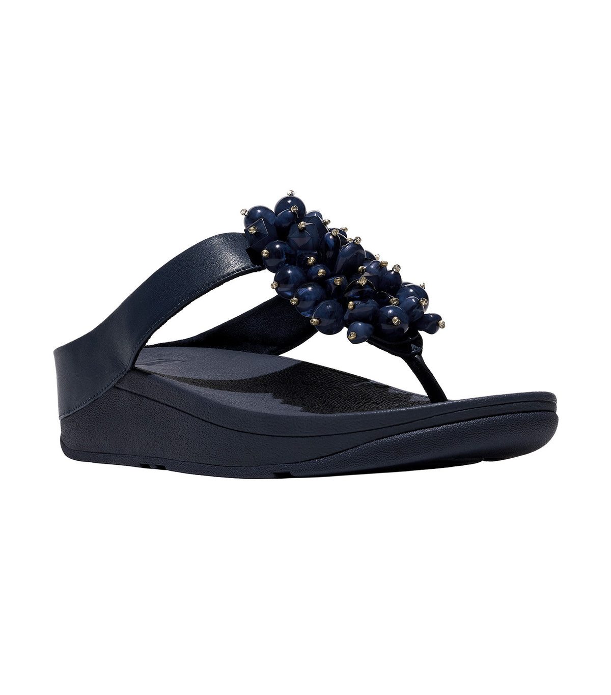 Fino Bead-Cluster Toe-Post Sandals Midnight Navy