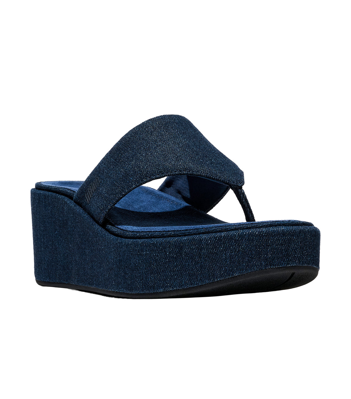 Platforms Denim Wedge Toe-Post Sandals Dark Denim