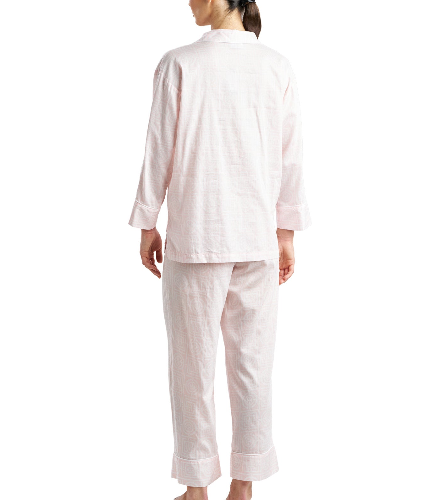 Cotton Sateen Infinity Notch Pajama Set Blush Pink