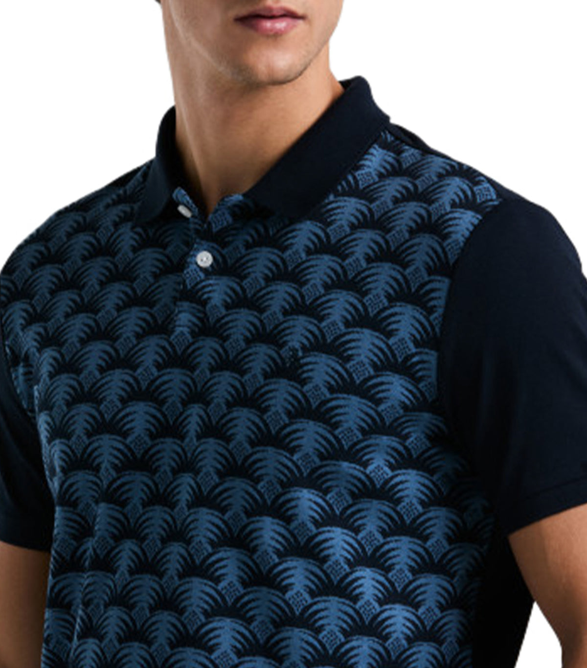 Jacquard Front Polo Dark Sapphire