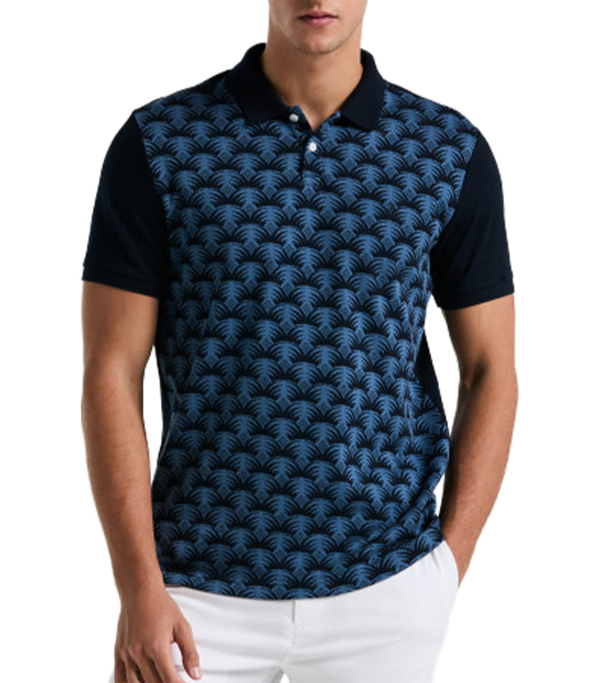 Jacquard Front Polo Dark Sapphire