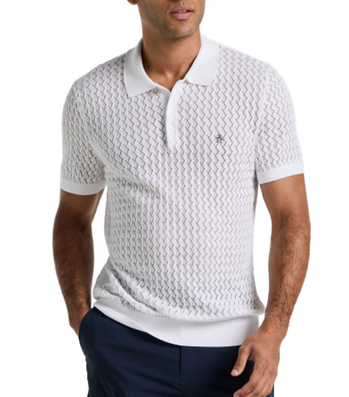 Textured Sweater Polo Bright White