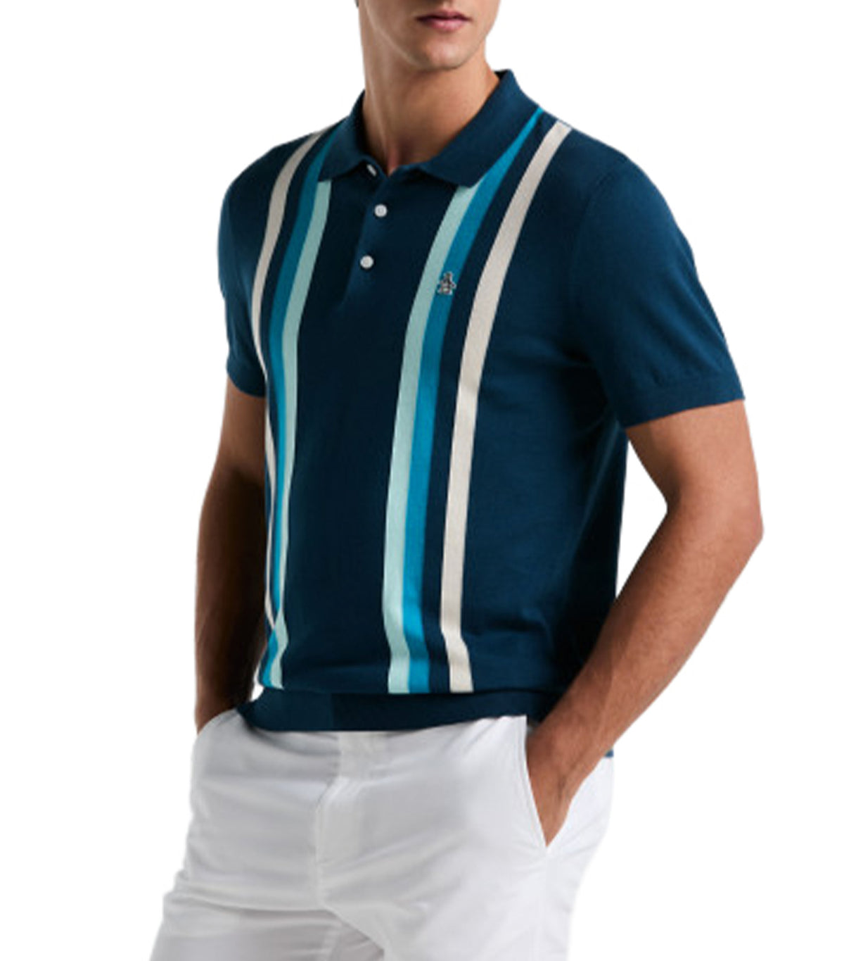 Stripe Sweater Polo Blue Wing Teal