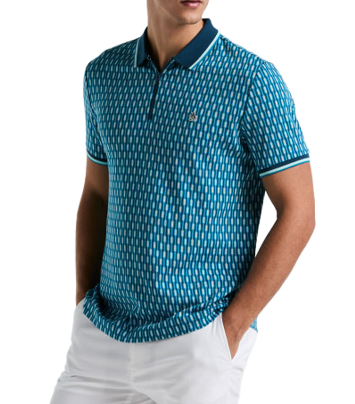 Tipped Geo Polo Mosaic Blue