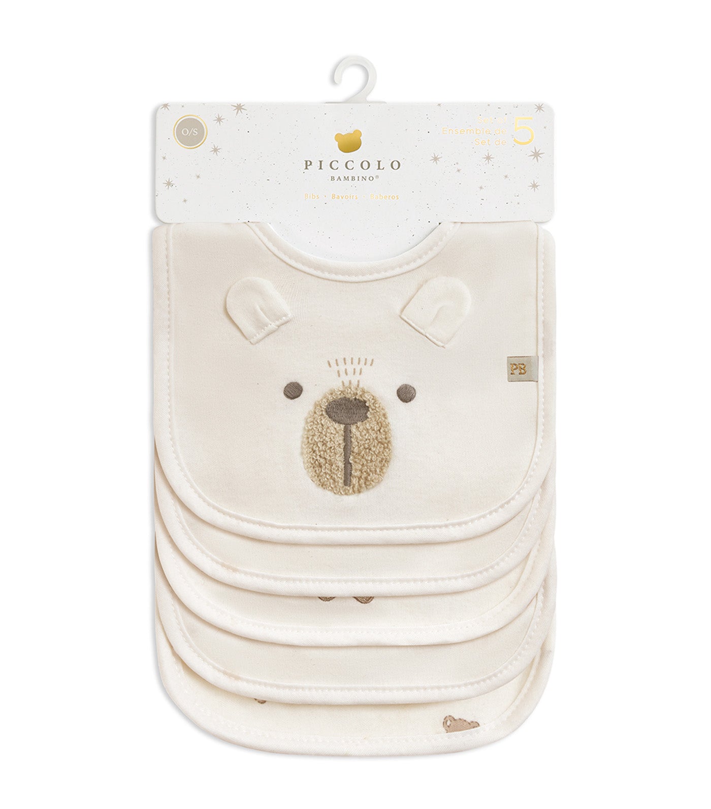 Piccolo Bambino 5-Pack Jersey Milk Bibs Beige