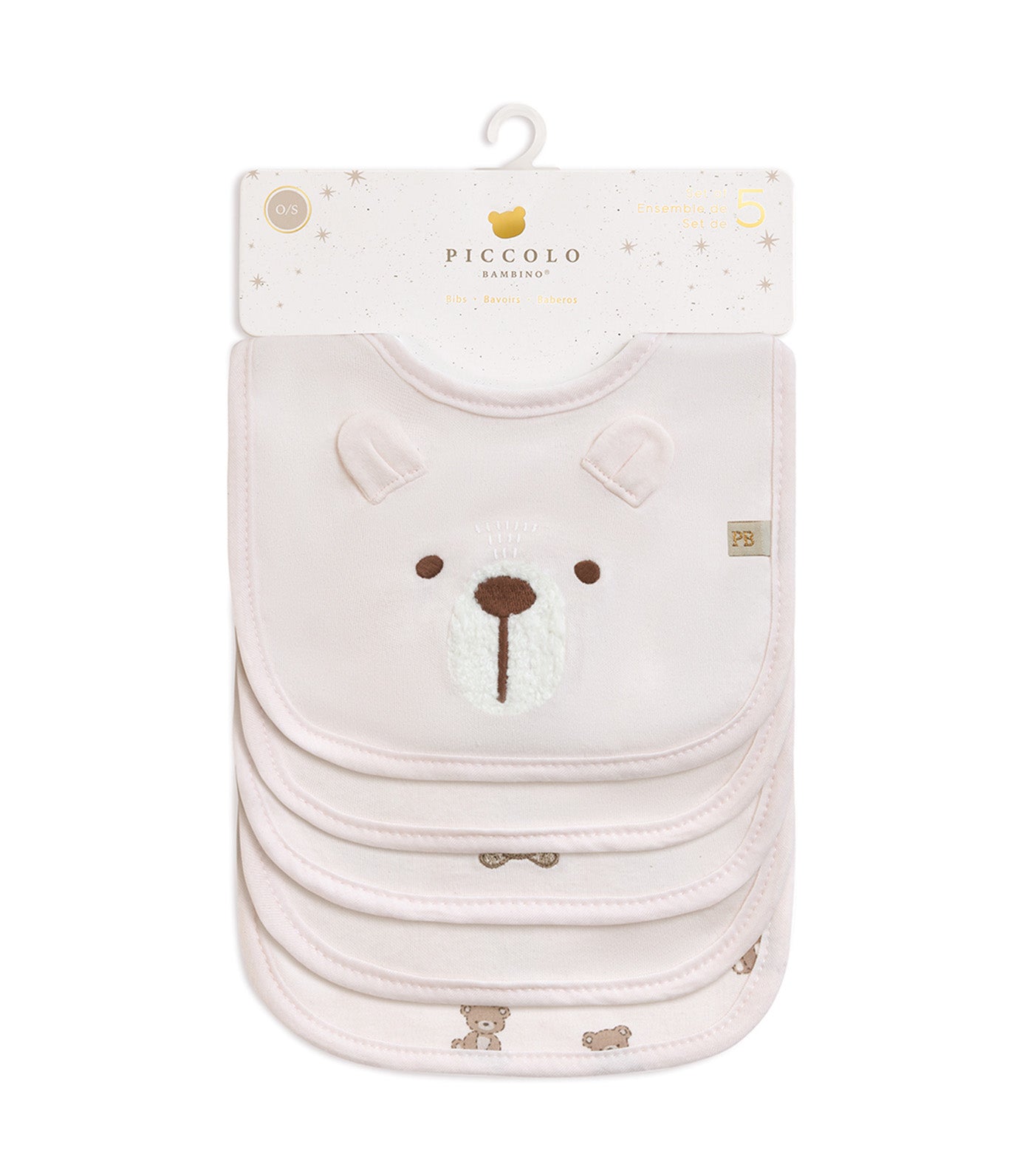 Piccolo Bambino 5-Pack Jersey Milk Bibs Pink