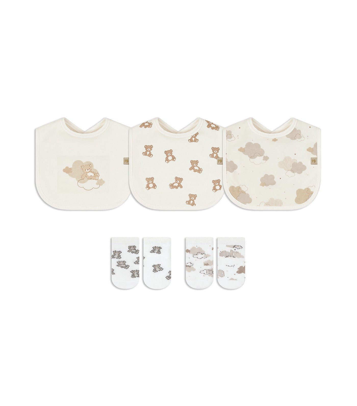 3 Milk Bibs and 2 Sock Set