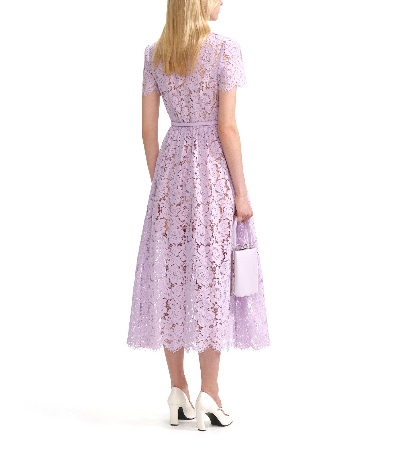 Lace Button Front Midi Dress Lilac
