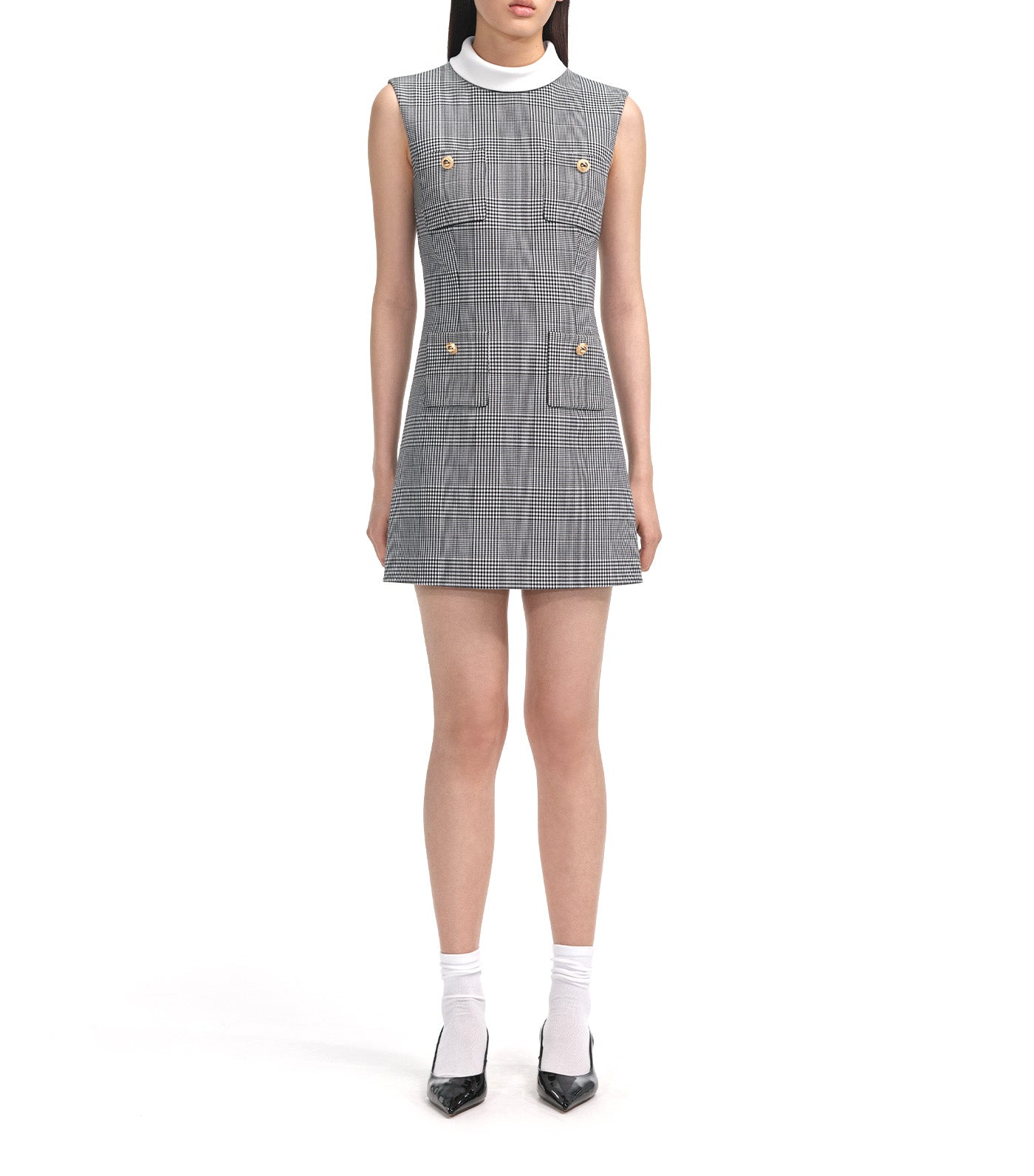 Sleeveless Prince Of Wales Check Mini Dress