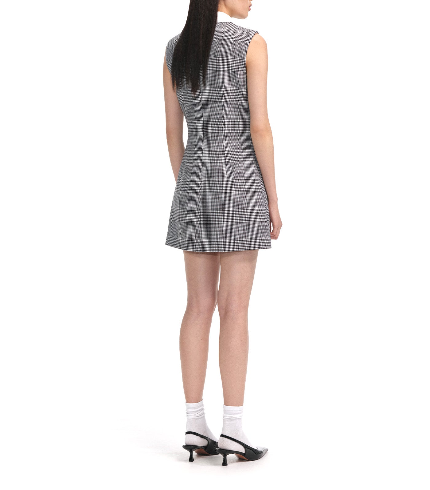 Sleeveless Prince Of Wales Check Mini Dress