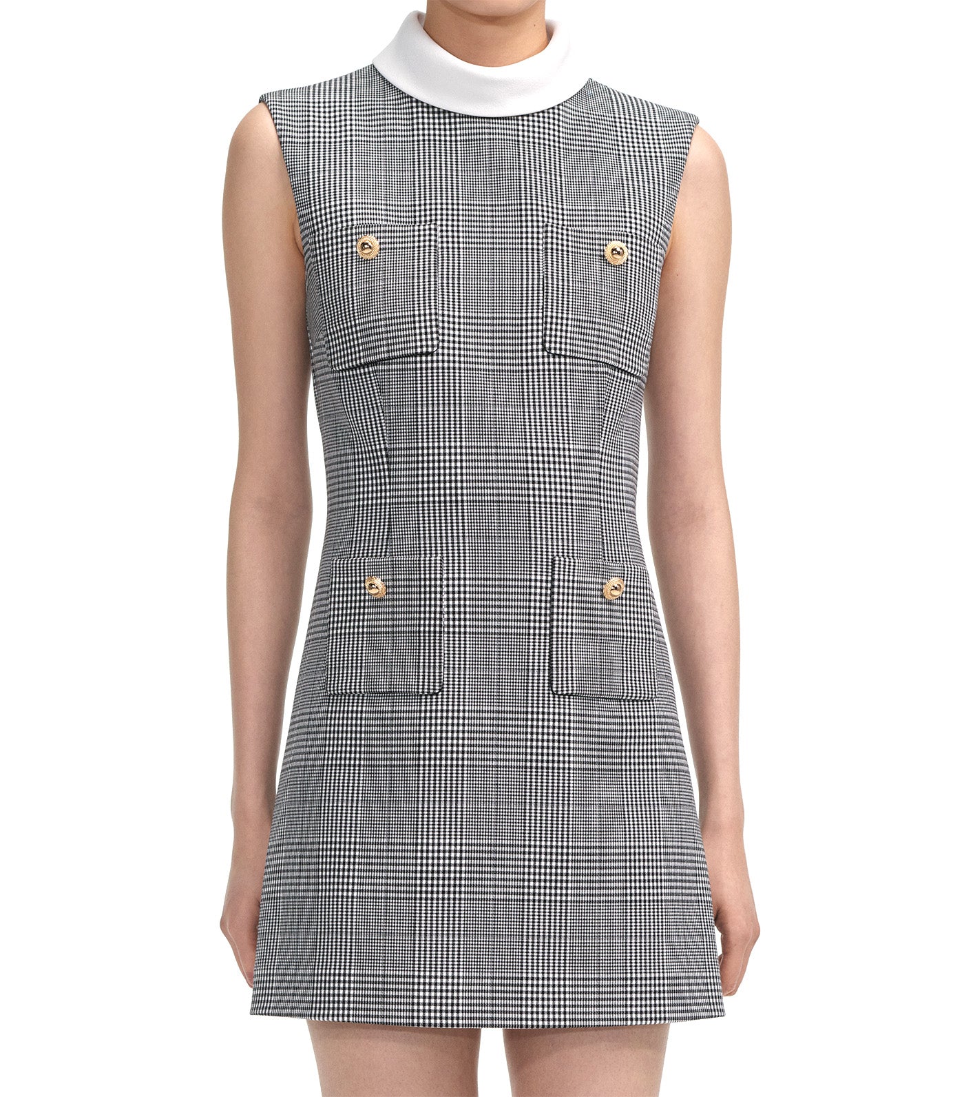 Sleeveless Prince Of Wales Check Mini Dress