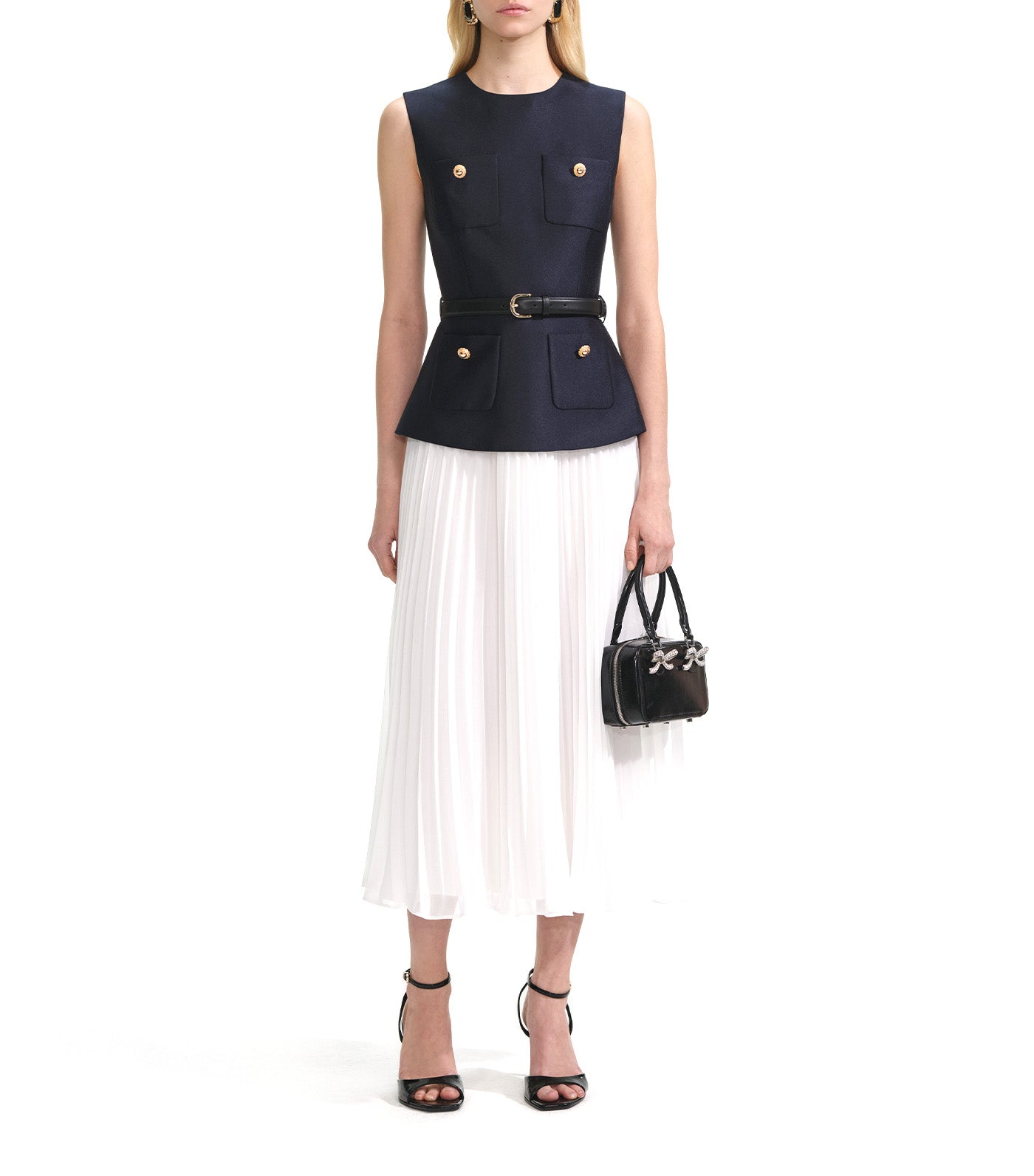 Taffeta Midi Dress Navy