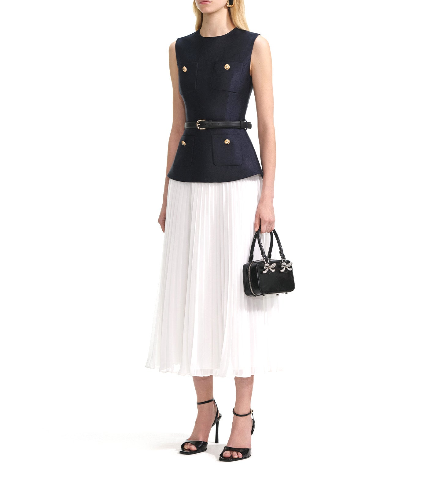 Taffeta Midi Dress Navy