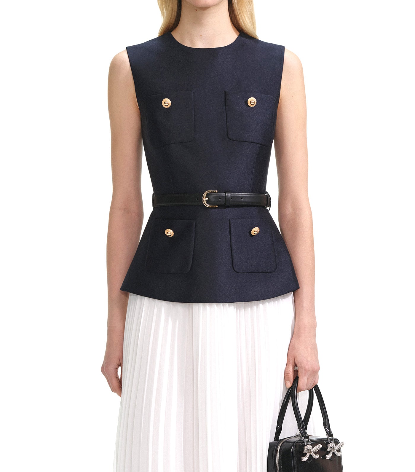 Taffeta Midi Dress Navy