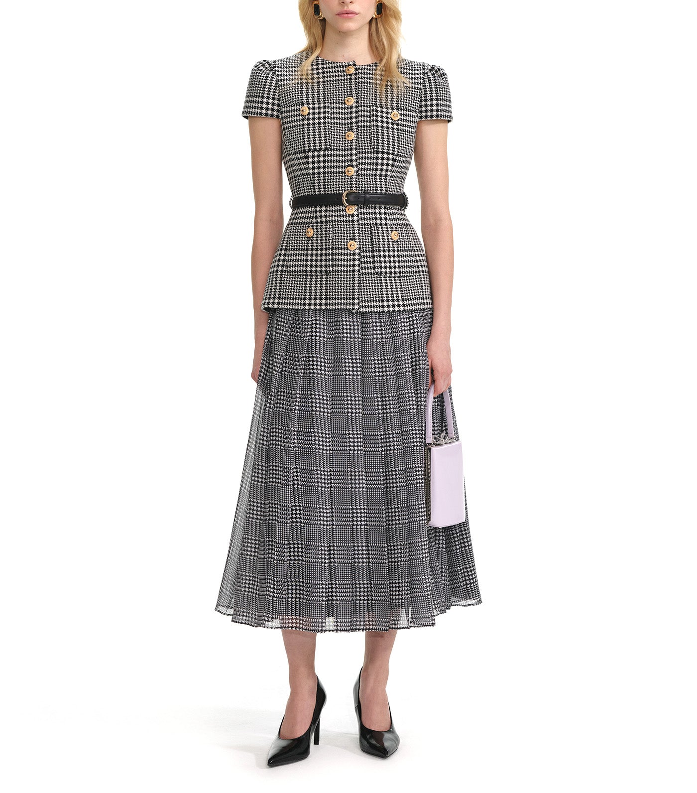 Houndstooth Tailored Midi Dress