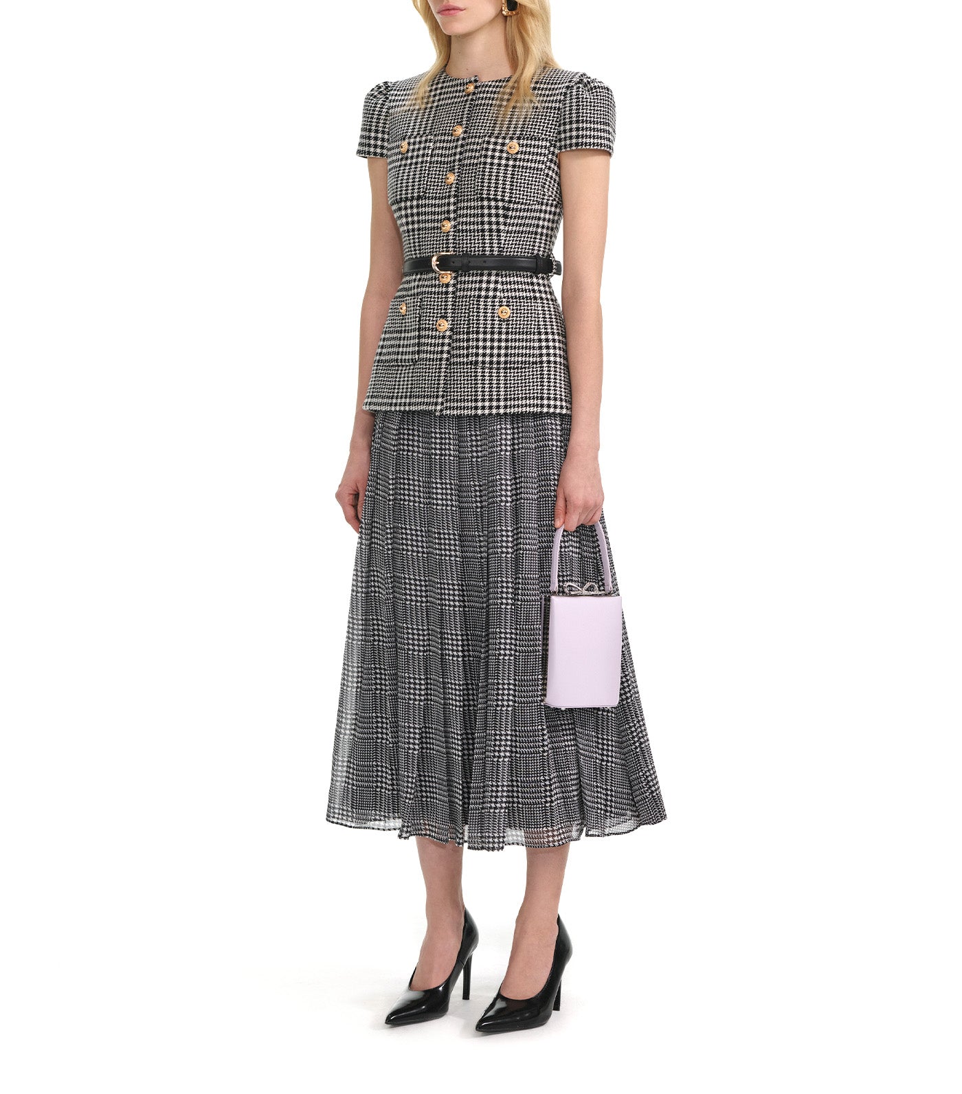 Houndstooth Tailored Midi Dress