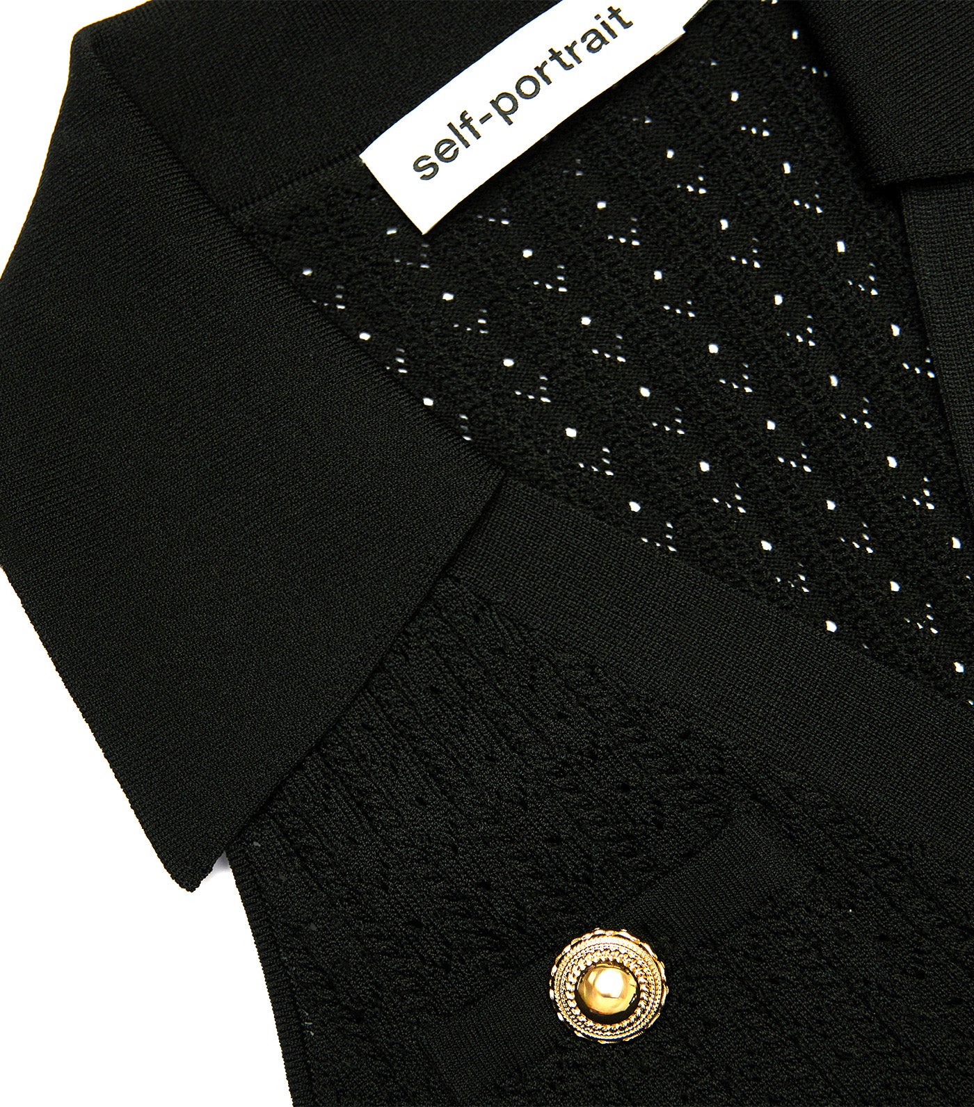 Pointelle Knit Mini Dress Black