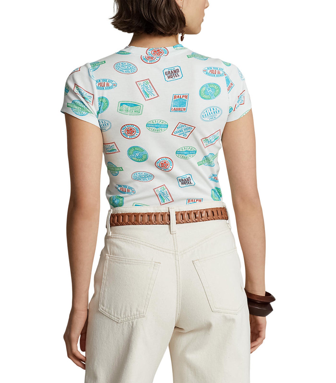 Women's Travel Motif Ribbed Cotton Tee Nevis