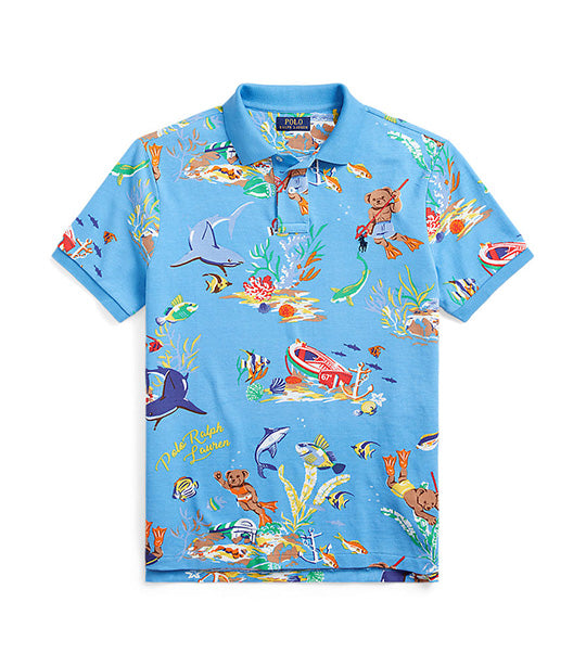 Men's Custom Slim Fit Bear Mesh Polo Shirt Blue