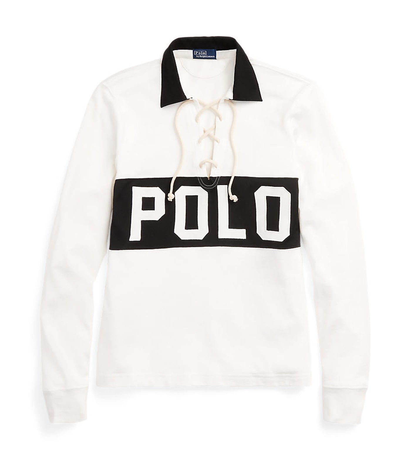 Women's Logo Lace-Up Jersey Polo Shirt Deckwash White