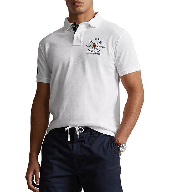 Men's Custom Slim Fit Mesh Polo Shirt White