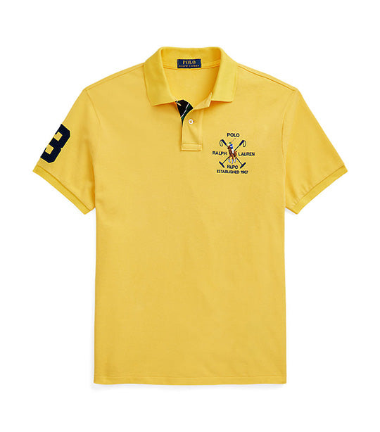 Men's Custom Slim Fit Logo Mesh Polo Shirt Yellowfin