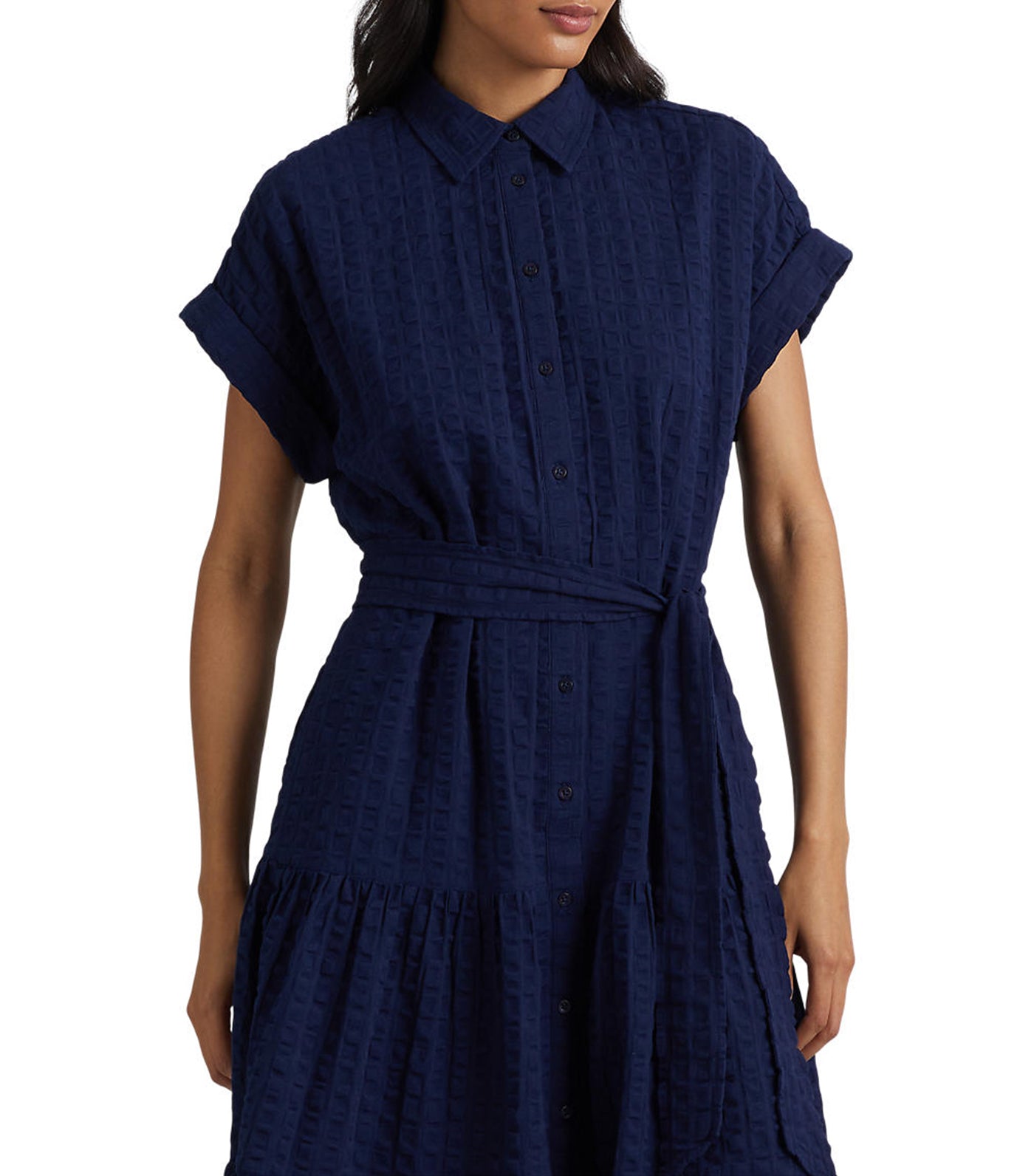Women's Gingham Cotton Dress Navy