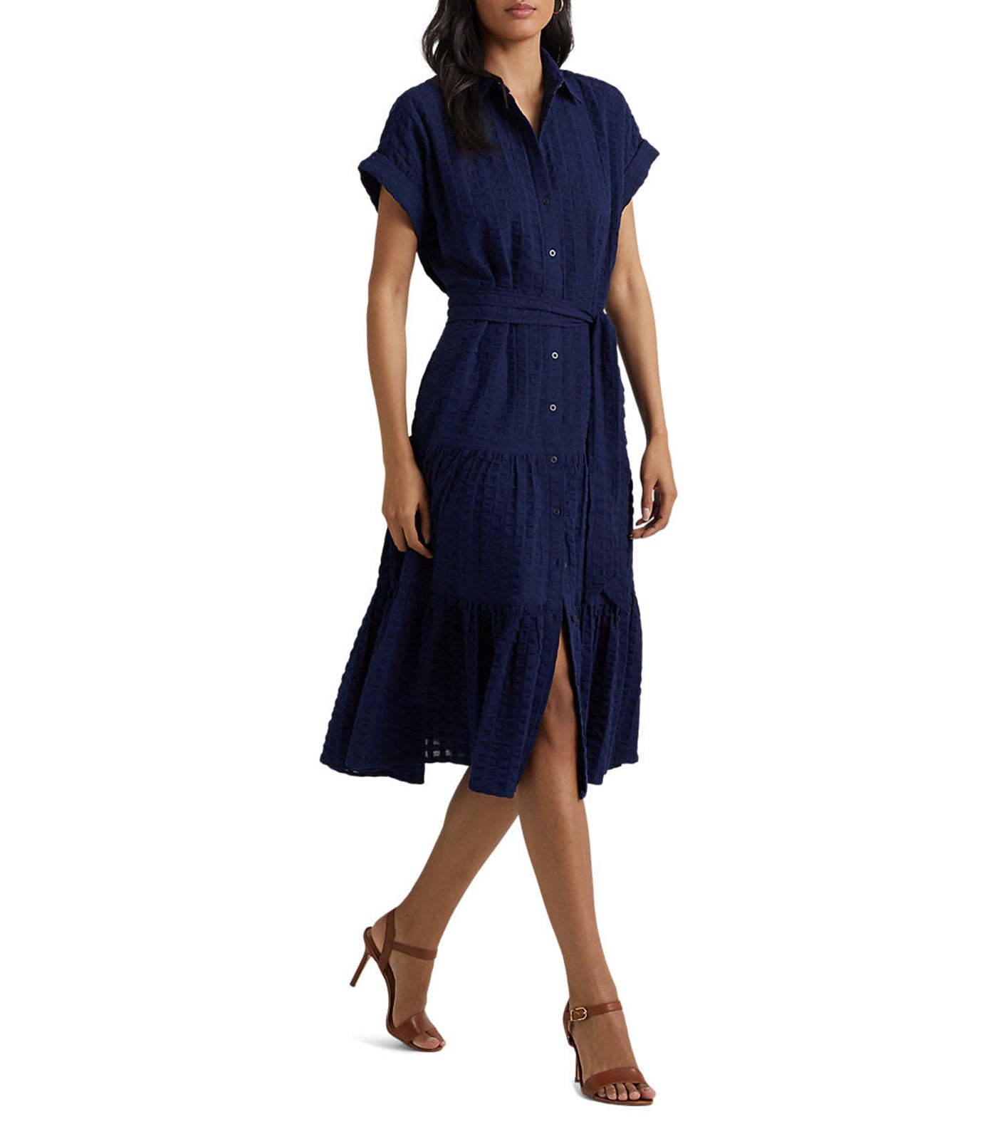 Women's Gingham Cotton Dress Navy