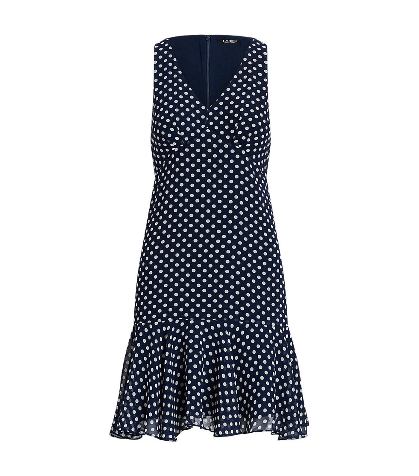 Women's Polka Dot Chiffon Sleeveless Dress Navy/Cream