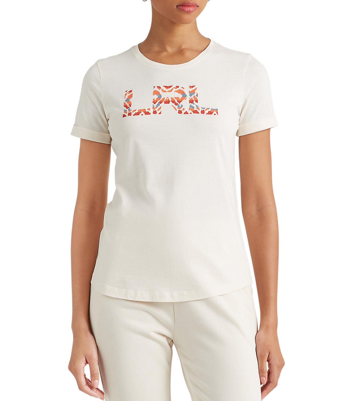 Women's Logo Cotton-Blend Tee Mascarpone Cream