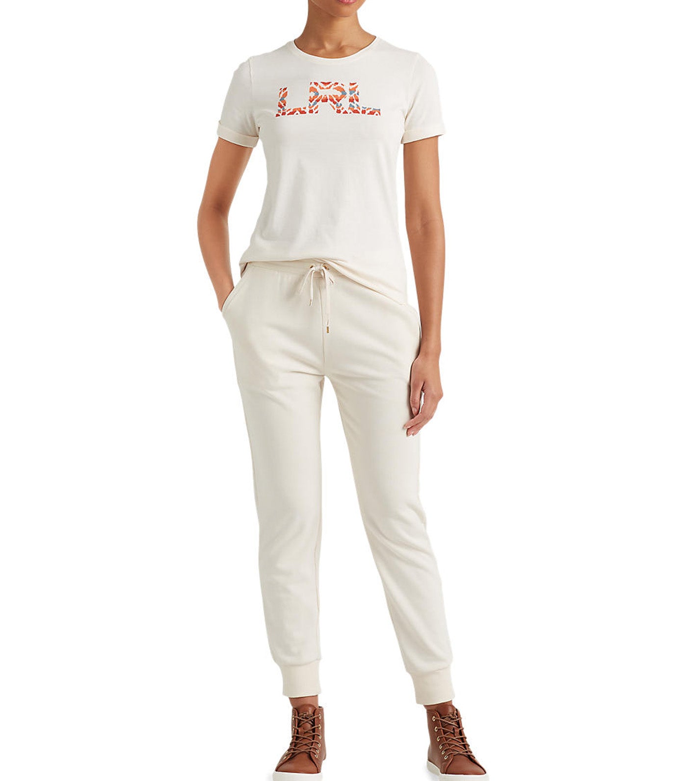 Women's Logo Cotton-Blend Tee Mascarpone Cream
