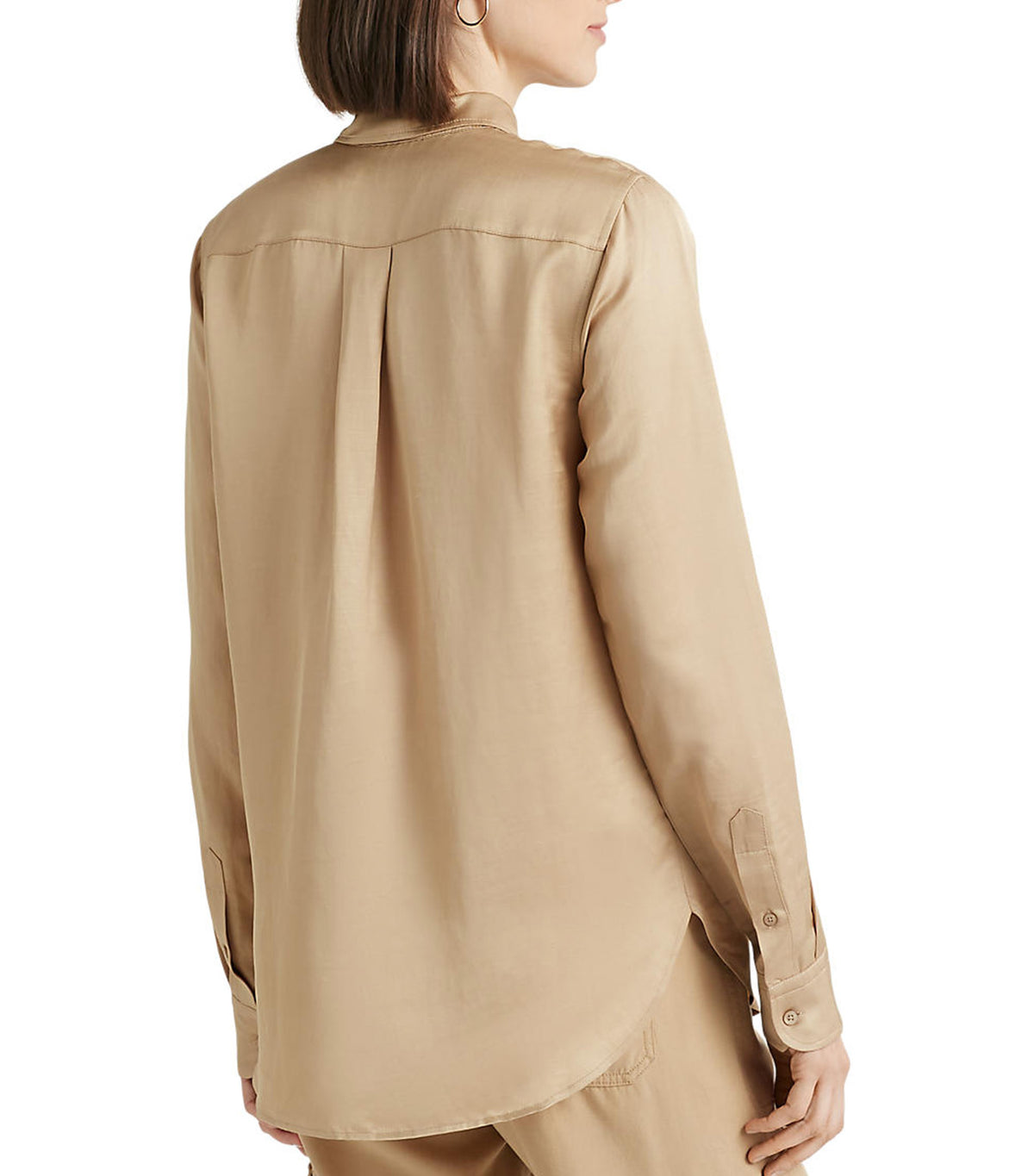 Women's Satin Shantung Shirt Birch Tan