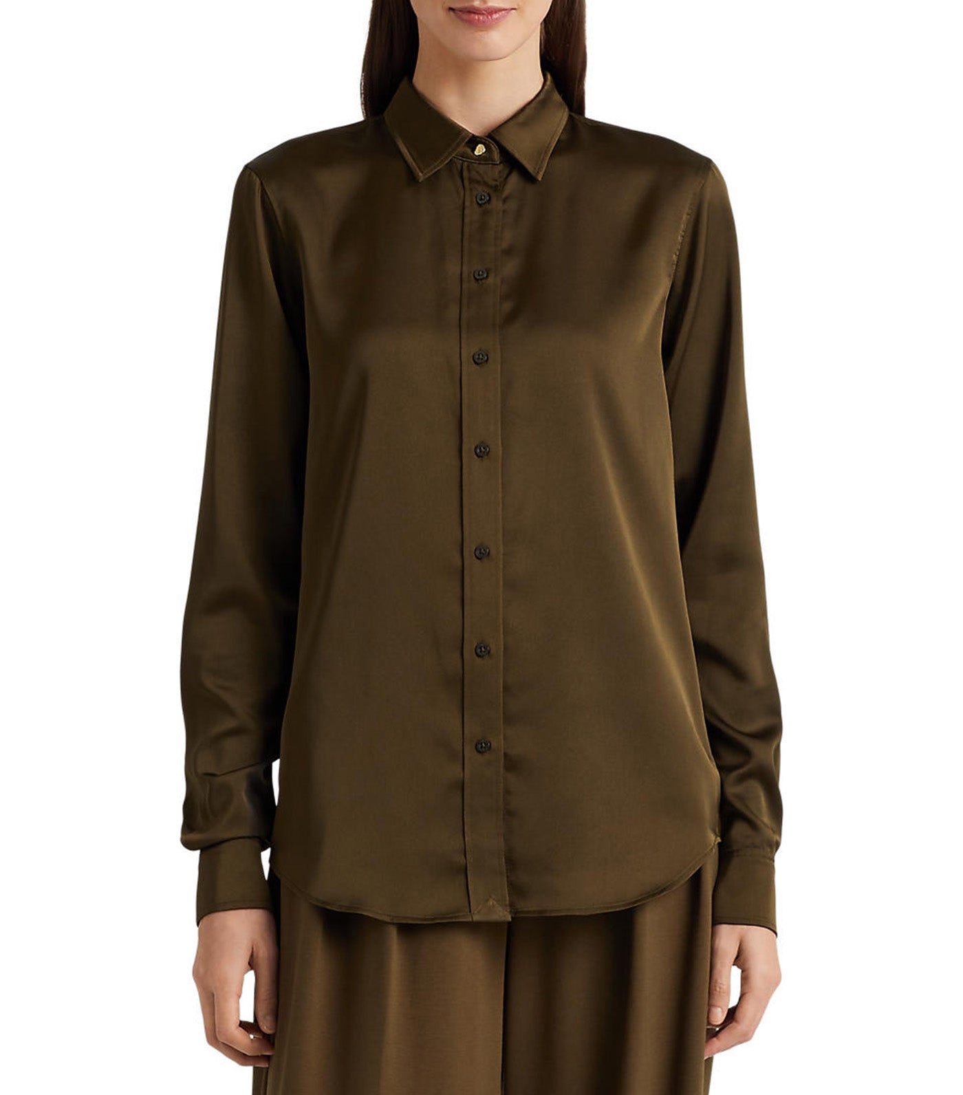 Women's Satin Charmeuse Shirt Botanic Green